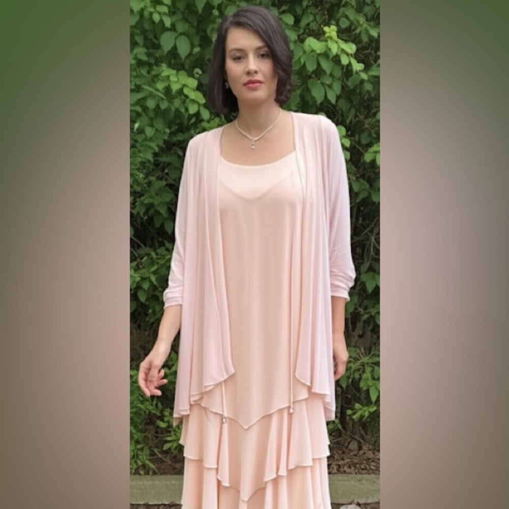 Cattiva Evening Dress, Pastel Pink, with Cardigan , Size 10, $285 Retail
